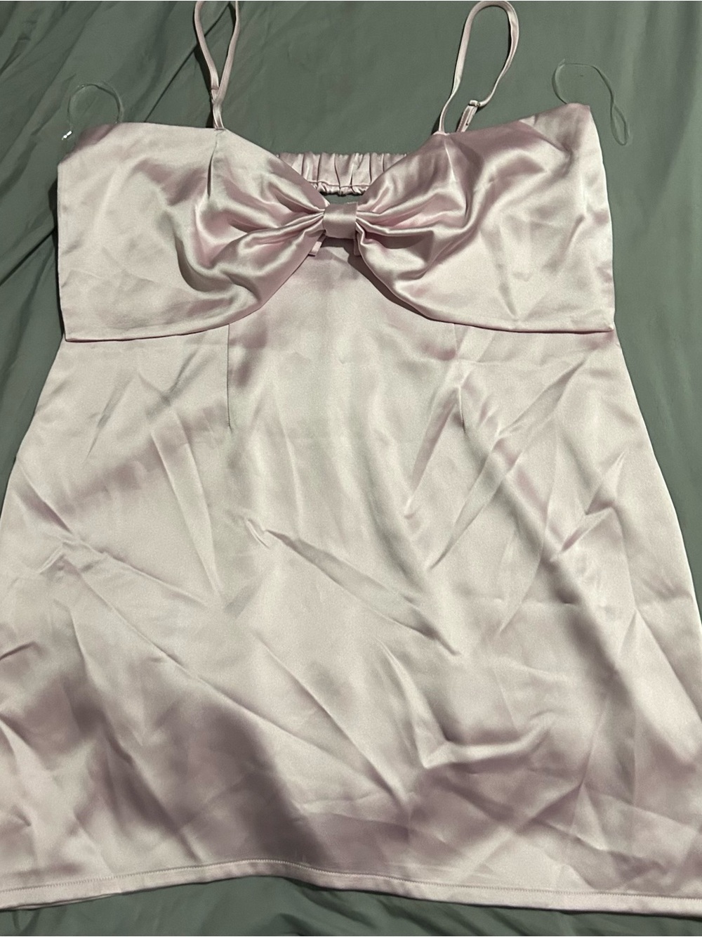 Light Pink Satin Bow Cami Dress